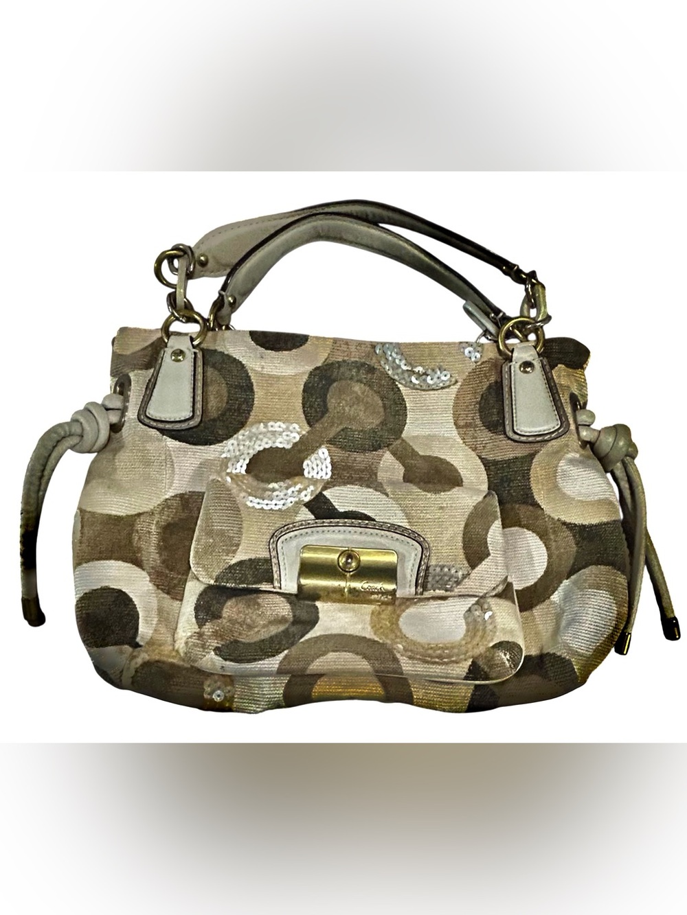 Coach Kristin Op Art Sequin Satchel featuring Coach's signature Op Art canvas
